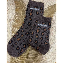 CHAUSSETTES LÉOPARD - MARRON