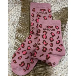 CHAUSSETTES LÉOPARD - ROSE