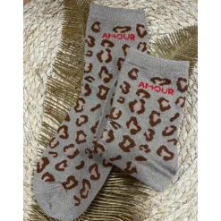 CHAUSSETTES LÉOPARD - TAUPE