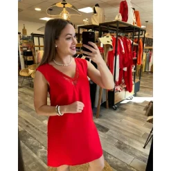 ROBE GENEVIEVE - ROUGE
